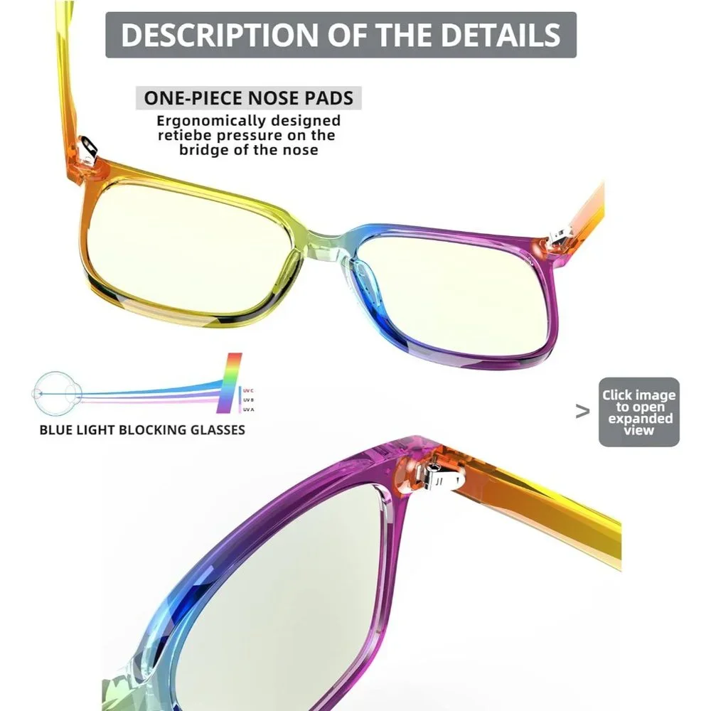 Women Men Rainbow Blue Light Blocking Glasses